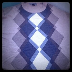 Tricots St Raphael Crew Neck Argyle Sweater Size XL